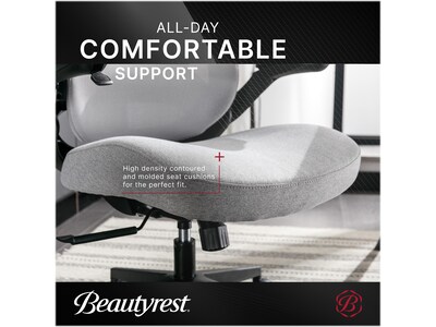 Beautyrest ErgoMax Ergonomic Mesh/Fabric Swivel Task Chair, Gray (60078-Gry)