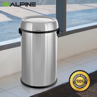 Alpine Industries Stainless Steel Trash Can with Swing Lid, 17 Gallon (ALP470-65L-1)