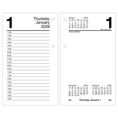 2026 AT-A-GLANCE 6 x 3.5 Daily Calendar Refill Pages, White (E717-50-26)
