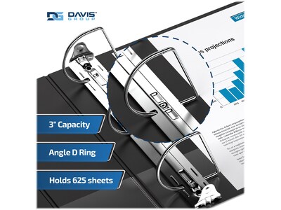 Davis Group Premium Economy 3" 3-Ring Non-View Binders, D-Ring, Black, 6/Pack (2305-01-06)