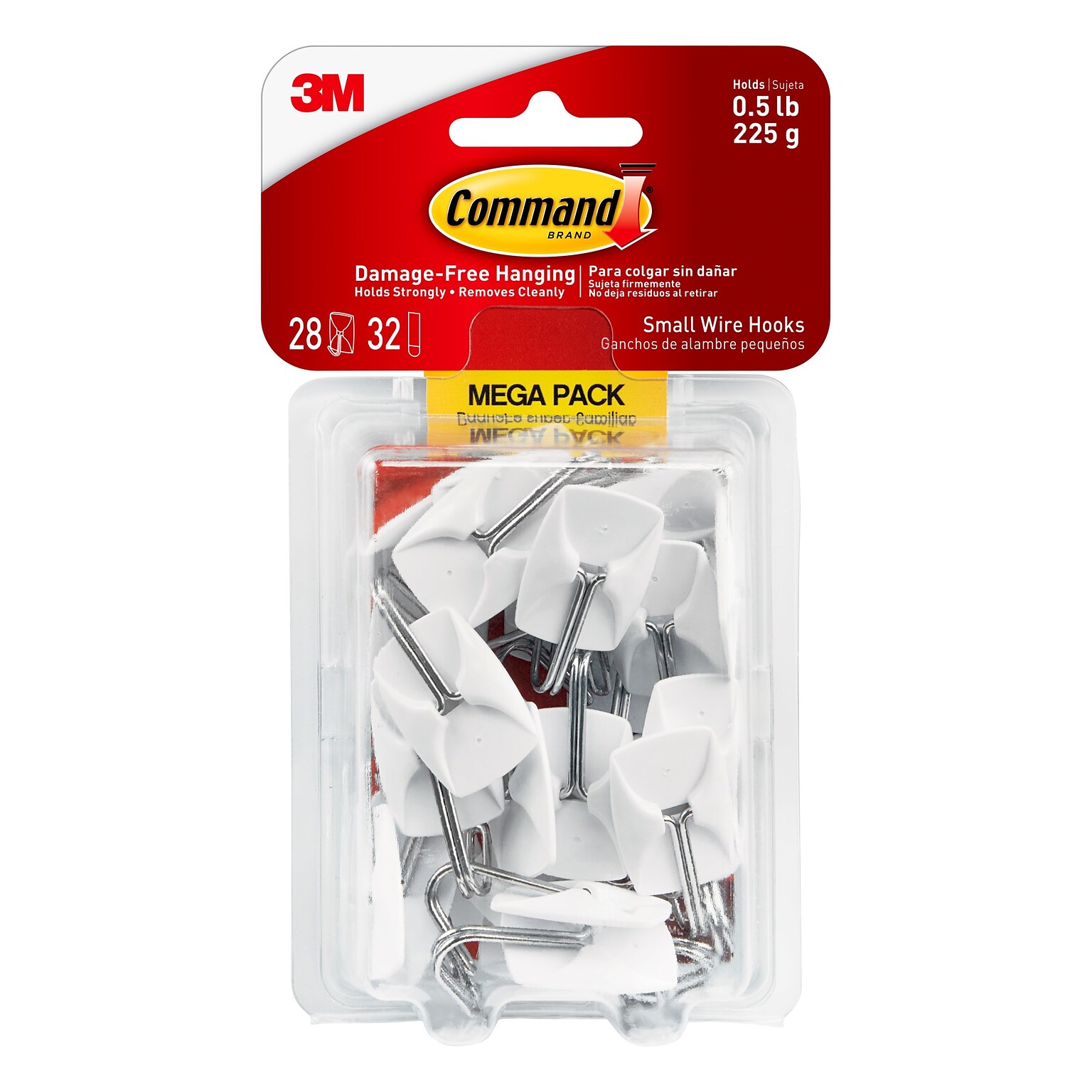 Command Small Wire Toggle Hooks, 0.5 lb., White, 28/Pack (17067-MPESBU)
