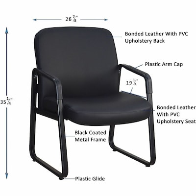Lorell Big & Tall Upholstered Guest Chair, 500 lb. Capacity, Black (LLR84587)