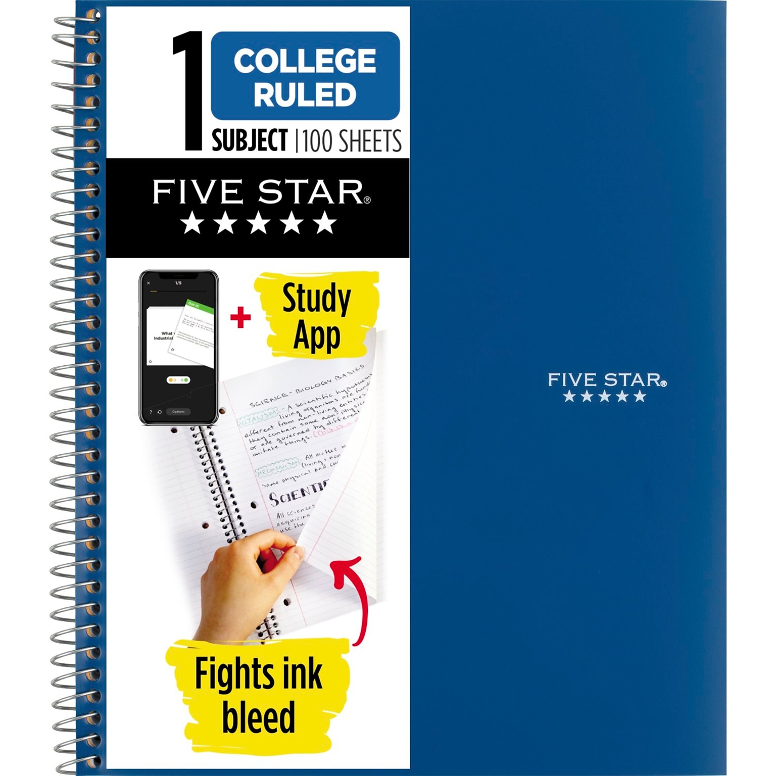 Five Star 1-Subject Notebooks, 8.5 x 11, College Ruled, 100 Sheets (06206/08076)