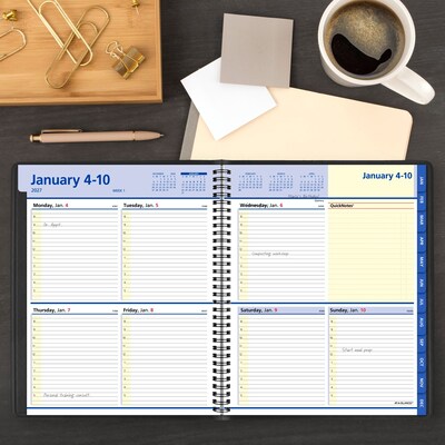 2027 AT-A-GLANCE QuickNotes 8" x 10" Weekly & Monthly Appointment Book, Faux Leather Cover, Black (76-01-05-27)