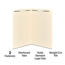 Quill Brand® Heavy-Duty Reinforced Straight Cut 2-Fastener File Folders, Legal, Manila, 50/Box (7375