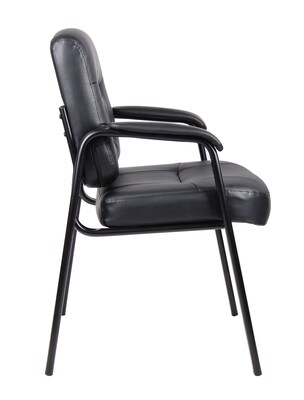 Boss Office Products LeatherPlus Guest Chair, Black (B7509)