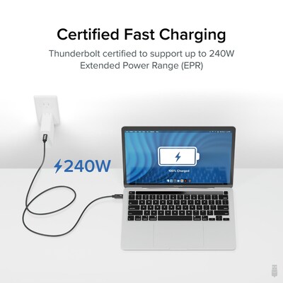 PLUGABLE Thunderbolt-4 EPR 3.3' Cable, 240W, Black (TBT4-240W-1M)