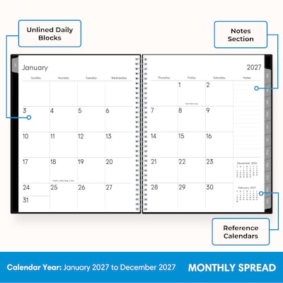 2027 Blue Sky 8.5" x 11" Weekly & Monthly Planner, Black (160975)