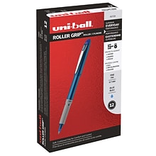 uniball Roller Grip Rollerball Pens, Fine Point, 0.7mm, Blue Ink, Dozen (60709)