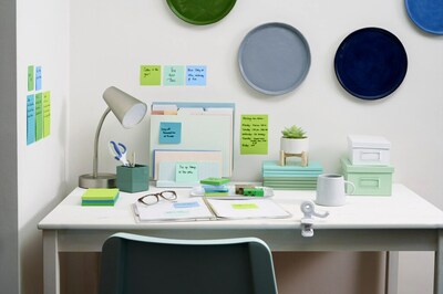 Post-it Recycled Super Sticky Pop-up Notes, 3" x 3", Oasis Collection, 90 Sheet/Pad, 6 Pads/Pack (R330-6SST)