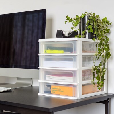 Iris 4-Drawer Desktop Unit, White/Clear, 2/Pack (587013)