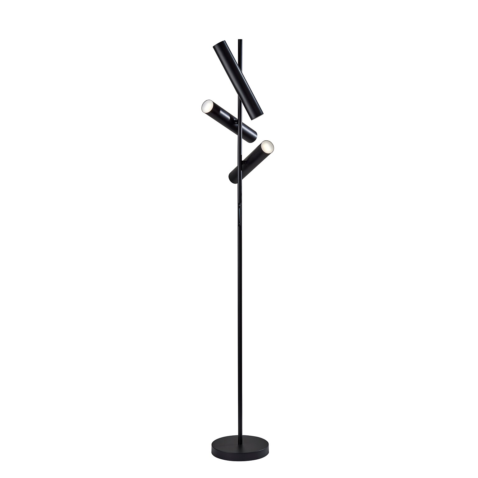 Adesso Greer 71H Matte Black Floor Lamp with 3 Cylindrical LED Shades (4216-01)