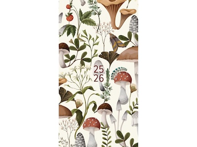 2025-2026 Willow Creek Woodland Mushroom 3.5 x 6.5 Monthly Planner, Paper Cover, Multicolor (47149
