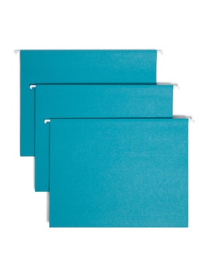 Smead Hanging File Folders, 1/5-Cut Adjustable Tab, Letter Size, Teal, 25/Box (64074)