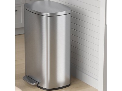 HLS Commercial Stainless Steel Step Trash Can with Hinged Lid, 13.2-Gallon, Silver (HLSS13R)