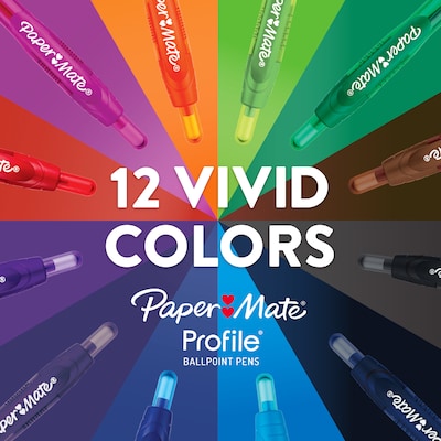 Paper Mate Profile Retractable Ballpoint Pen, Medium Point, Blue Ink, Dozen (2095462)