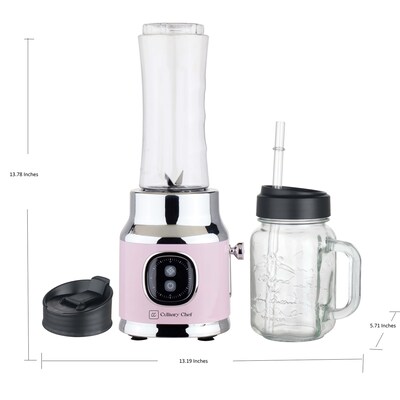 Culinary Chef 20.3-oz. 2-Speed Retro Electric Smoothie Maker, Pink (CCSMM100-B-PINK)