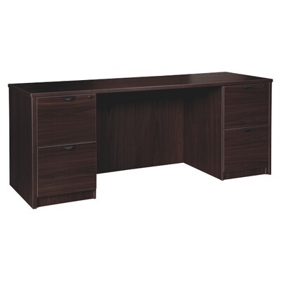 Lorell Prominence 2.0 Double-Pedestal Credenza, 24D x 72W x 29H, Espresso (LLRPC2472ES)