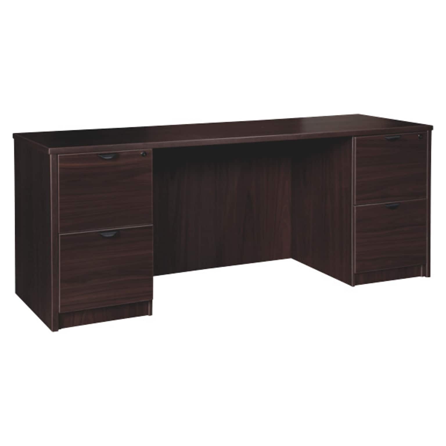 Lorell Prominence 2.0 Double-Pedestal Credenza, 24D x 72W x 29H, Espresso (LLRPC2472ES)