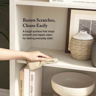 Bush Home Salinas Tall 5 Shelf Bookcase, Antique White (SAB132AW-03)