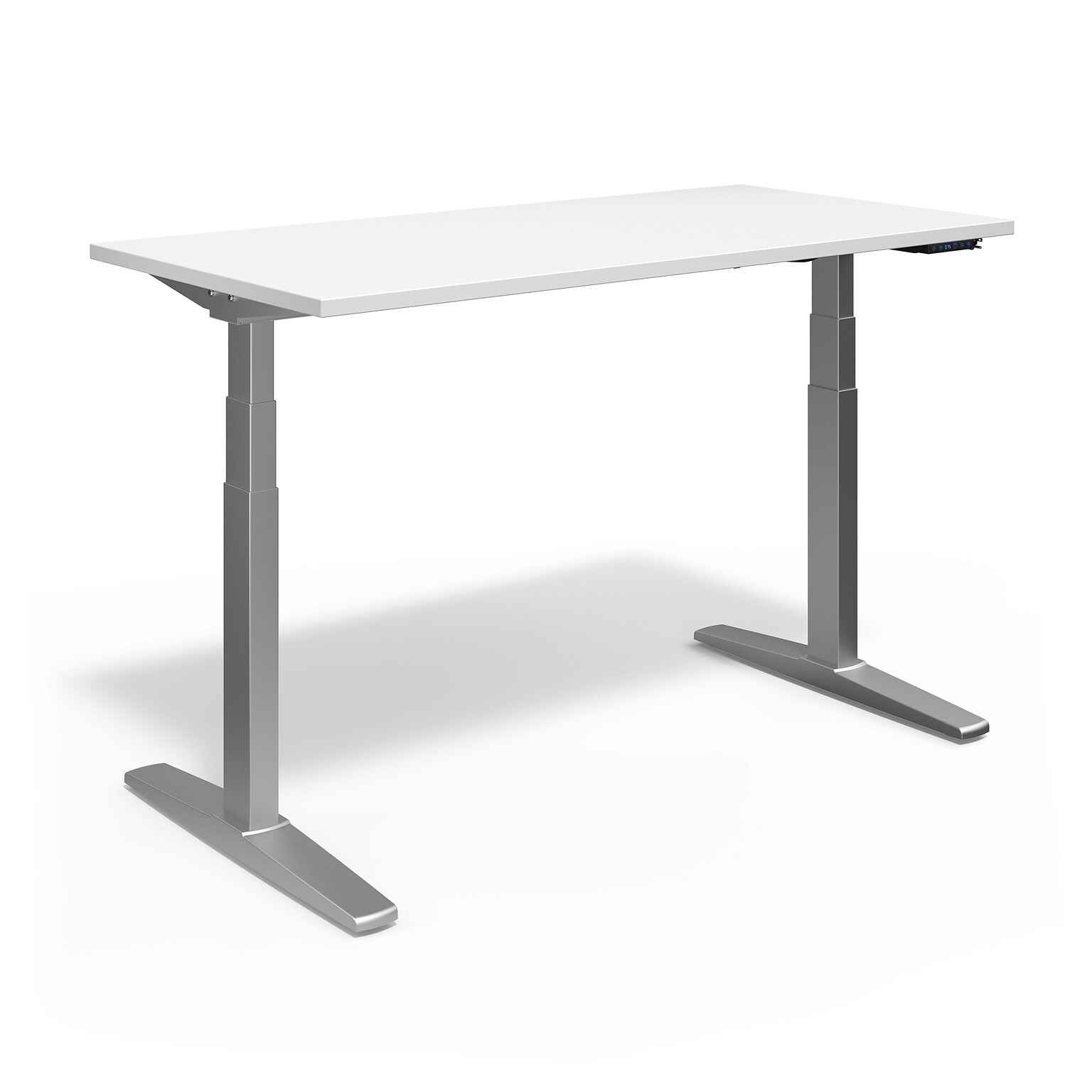 Union & Scale™ 55W Electric Rectangular Adjustable Standing Desk with Micro Movements, White (UN62092)