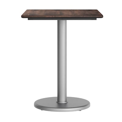 Flash Furniture Acadia Wooden Dining Table with Round Base, 23.75"D x 29.75"W, Dark Brown/Silver Base (ST2430WBRTR18S)