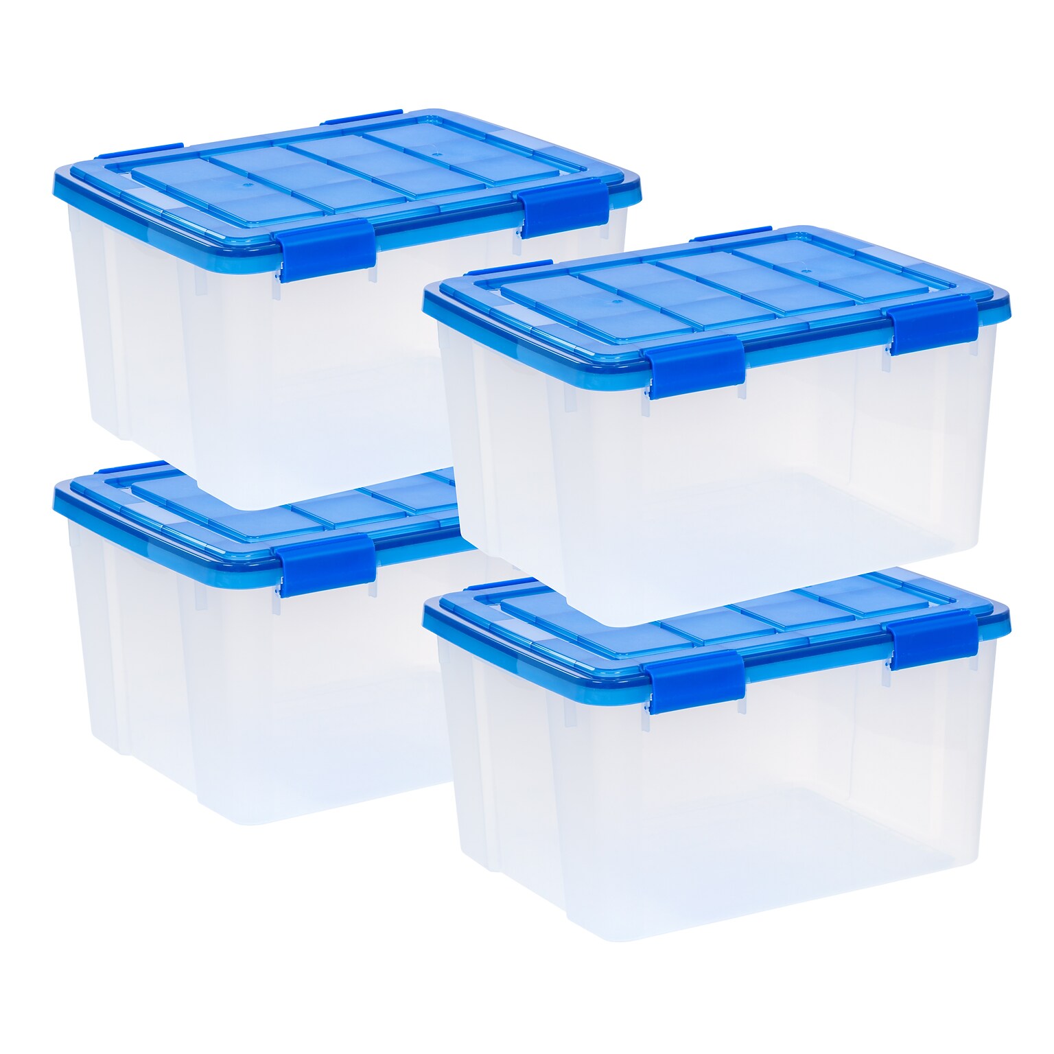 Iris WeatherPro 44 Quart Storage Bin with Latching Lid, Plastic, Clear, 4/Pack (500132)