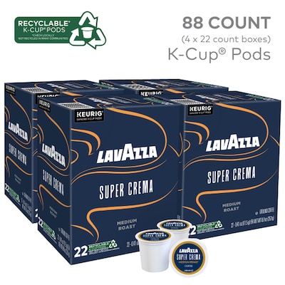Lavazza Super Crema Caffeinated Hot & Iced Coffee Keurig K-Cup Pods, Medium Roast, 88/Box (5000391097CT)