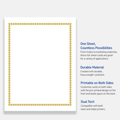 Avery Pre-Printed Gold Beads Design Matte Blank Card, White, 10/Pack (S00-DPF)