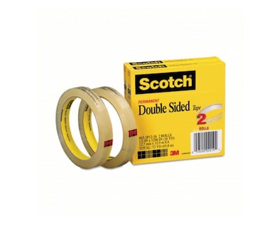 Scotch Permanent Double Sided Tape Refill, 1/2 x 36 yds., Clear, 2/Pack (665-2P12-36)