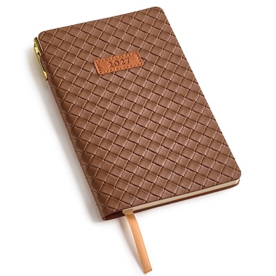 2027 Eccolo 4 x 7 Weekly & Monthly Planner, Faux Leather Cover, Brown (RY27-401B)