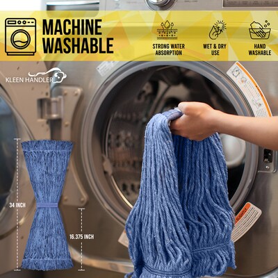 BISON LIFE Kleen Handler Blend String Wet Mop Head, 20 oz., Blue, 24/Pack (BPES-LEM-BD-BL-20-1-24A)