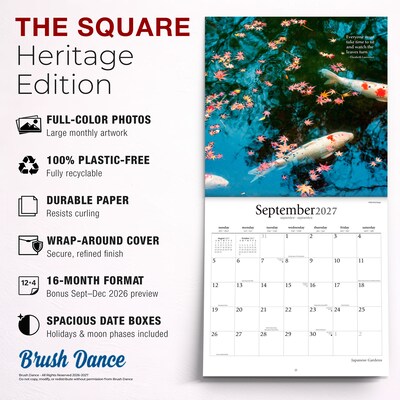 2027 BrownTrout Japanese Gardens 12" x 12" Monthly Wall Calendar (9798330713981)