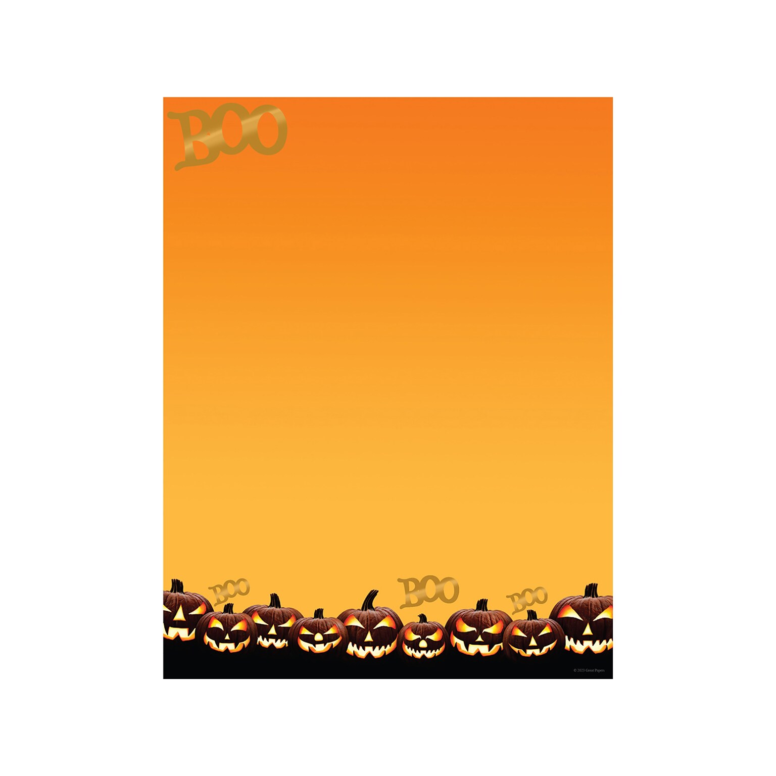 Great Papers Boo Jack-o-Lanterns Holiday Letterhead, Orange/Black, 25/Pack (2023036)