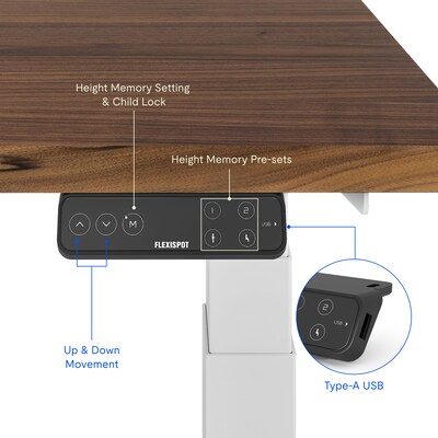 FlexiSpot E7 Commercial 72''W Electric Rectangular Adjustable Standing Desk, Black Walnut/White (E7WCOM7230-BW)