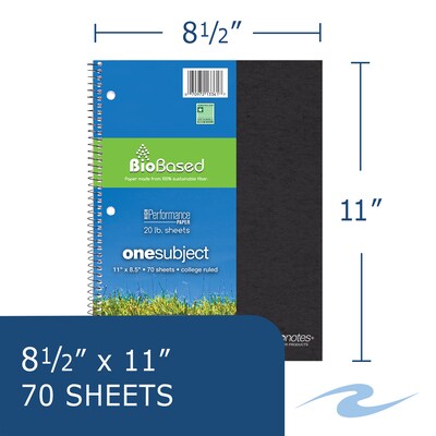 Roaring Spring Paper Products BioBased 1-Subject Notebooks, 8.5" x 11", College Ruled, 70 Sheets, Each (13361)