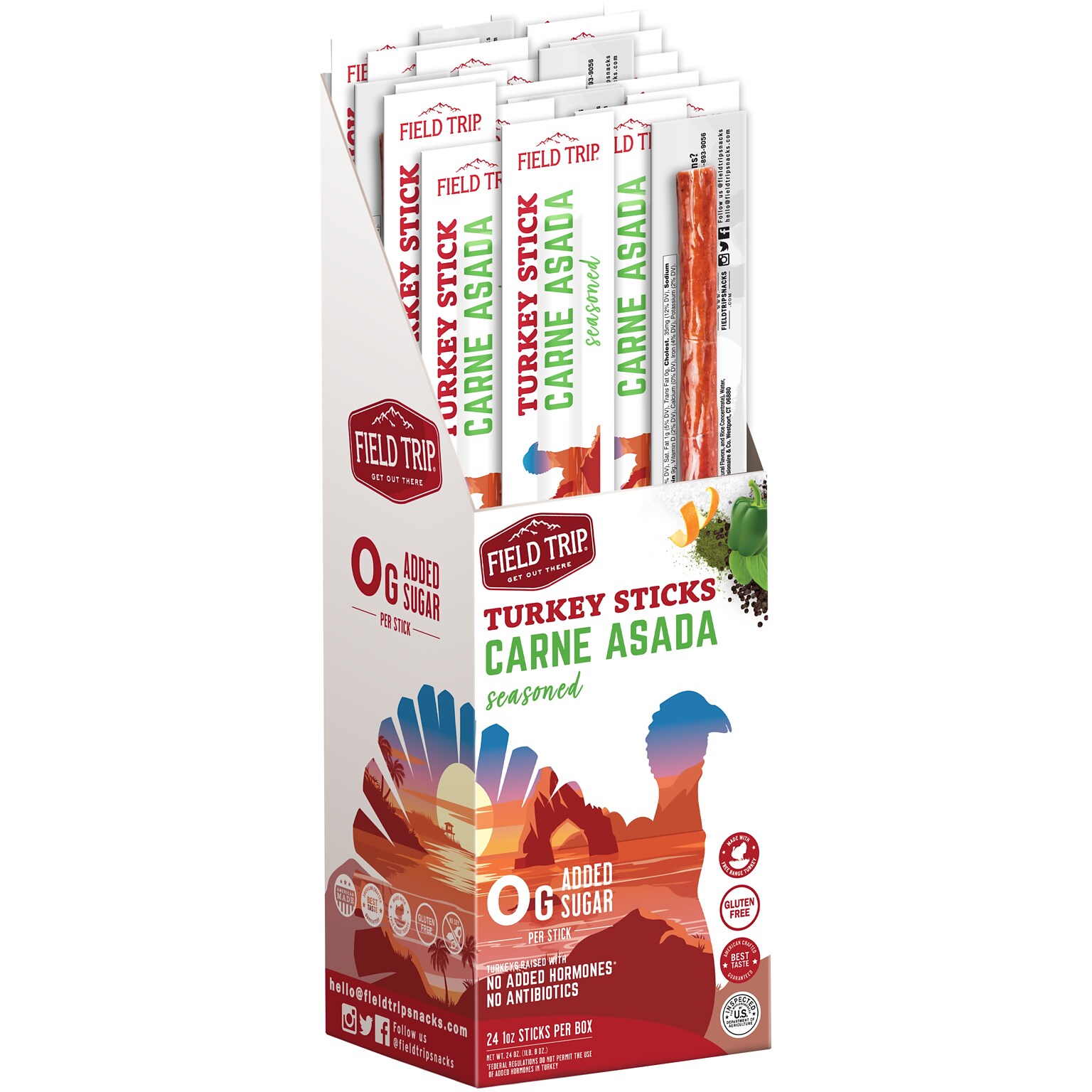 Field Trip Carne Asada Turkey Meat Stick, 1 oz., 24/Box (C01002406CA)