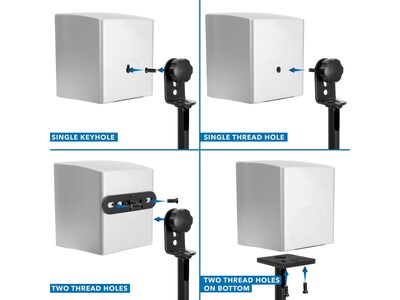 Mount-It! Height-Adjustable Speaker Floor Stand, Black, 2/Pack (MI-1232)