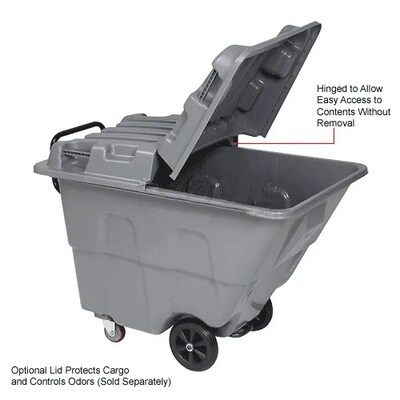 Global Industrial Standard Duty Plastic Tilt Truck, 1/2 Cu. Yd. Capacity, 850 Lb. Capacity, Gray (984613)