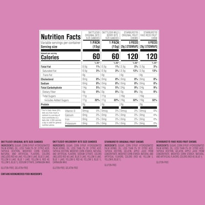 Skittles & Starburst Fun Size Chewy Candy Easter Basket Stuffers, 80 Count (MMM99888)