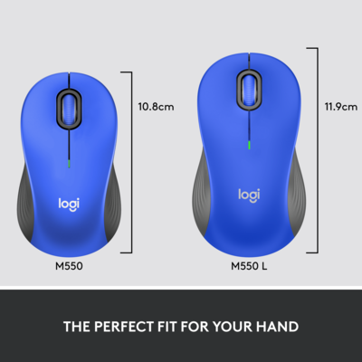 Logitech Signature M550 L Wireless Ergonomic Ambidextrous Optical Mouse, Blue (910-006794)