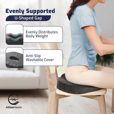 AllSett Health Donut Coccyx and Hemorrhoid Pillow with Non-Slip Washable Cover (ASH0HP2)