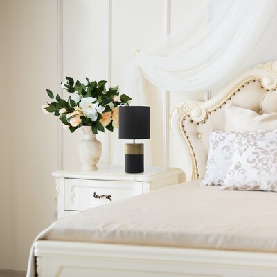 Simple Designs Two Toned Basics Table Lamp, Black and Gold (LT1114-BLK)