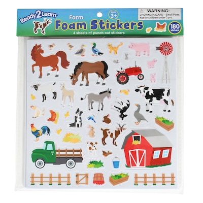 Ready2Learn Foam Farm Stickers, Multicolored, 180/Pack (CE-10120)