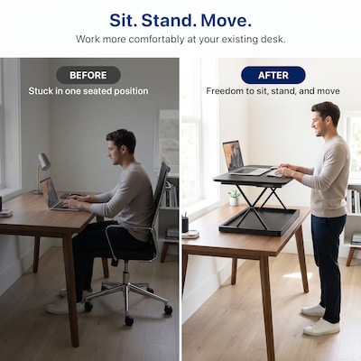 Uncaged Ergonomics CHANGEdesk 27.5"W Mini Desktop Standing Desk Converter, Black (CDMM-B)