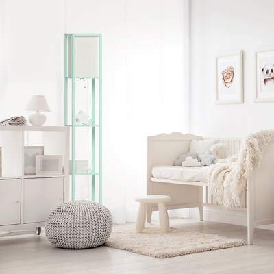 Simple Designs Etagere Organizer 62.5" Floor Lamp with Rectangular Shade, Aqua (LF1014-AQU-CCLB)