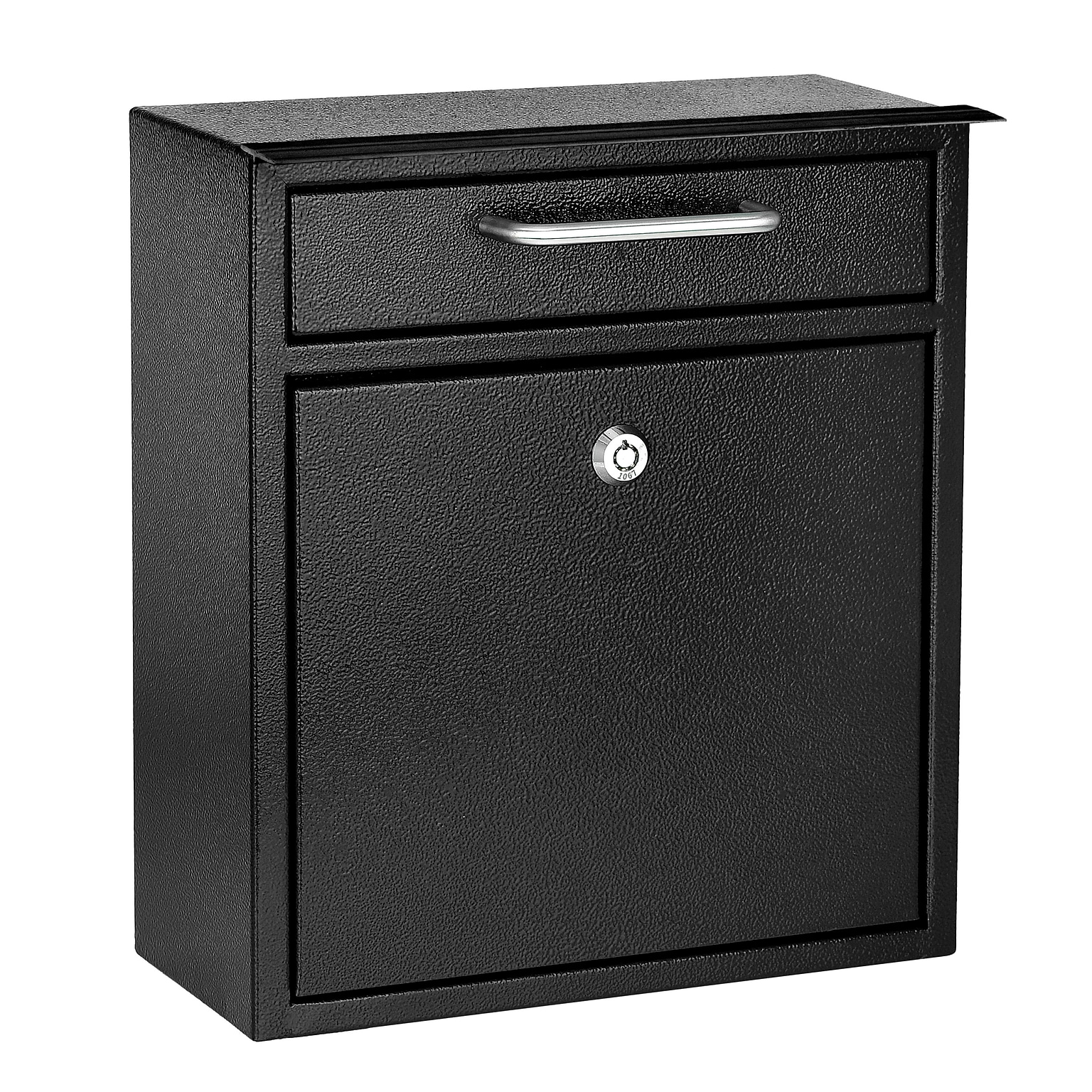 AdirOffice Steel Ultimate Locking Wall Mounted Drop Box Interoffice Mailbox, Medium, Black (631-05-BLK-PKG)