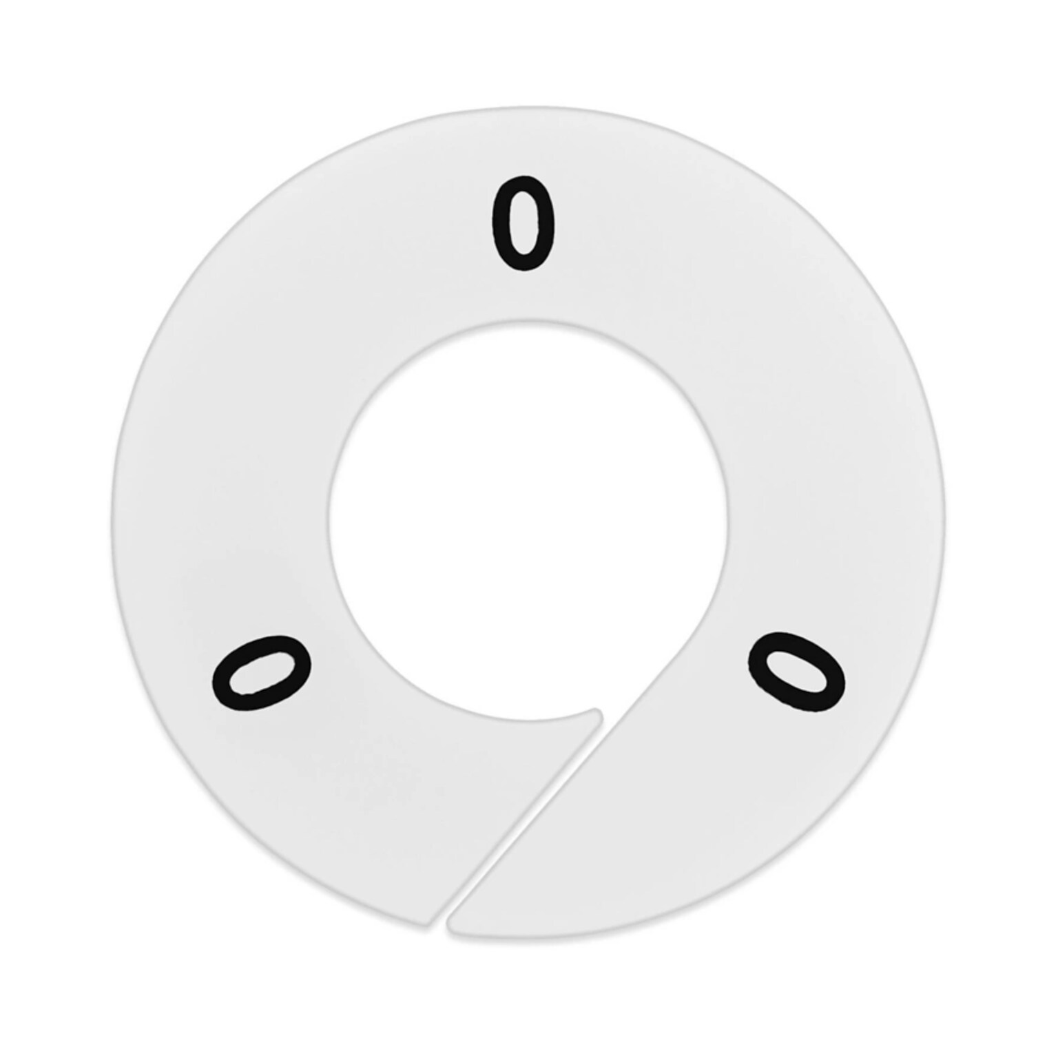 Nahanco Round Clothing Rack Size Divider, White with Black Print, Size 0 (CWB0)