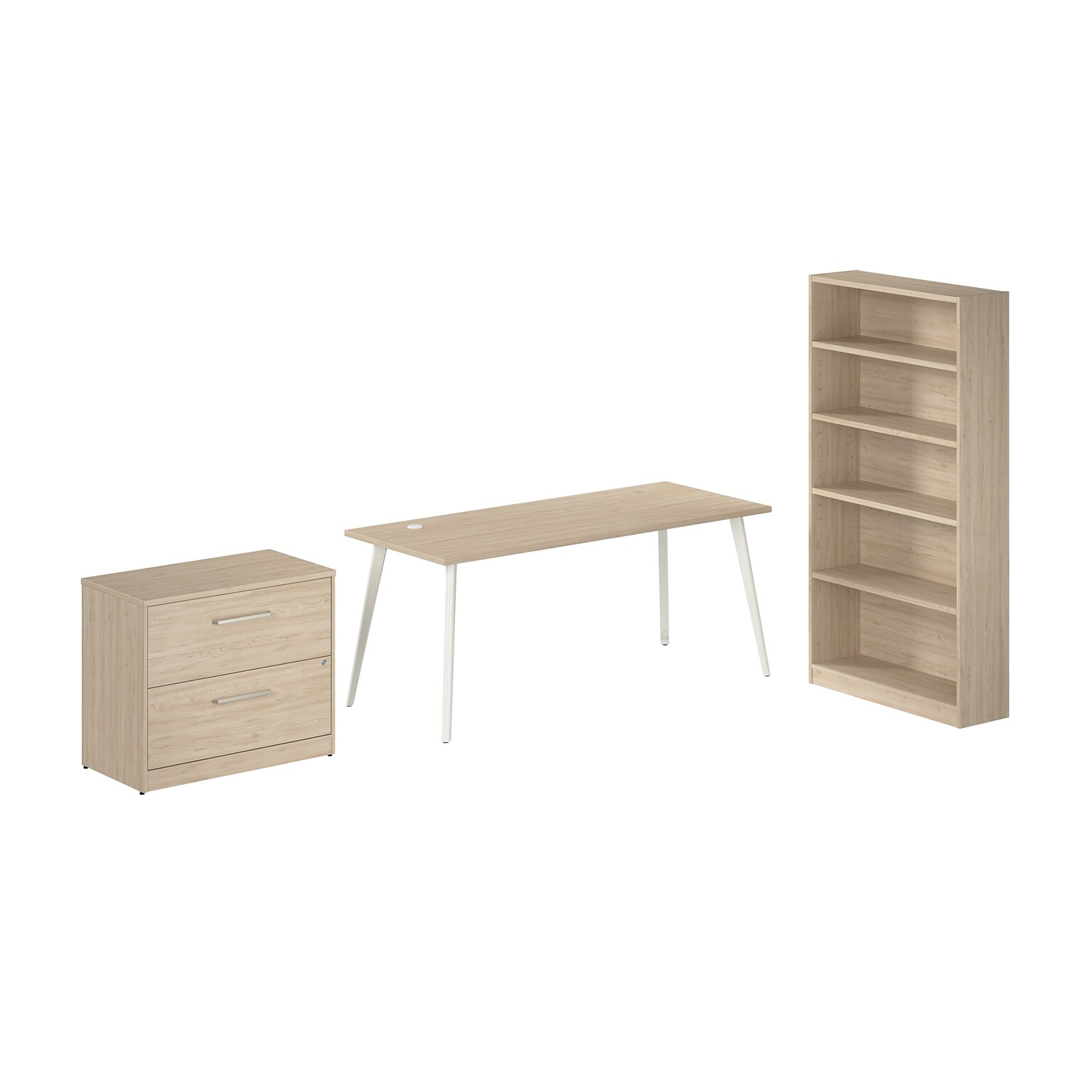Bush Business Furniture Vista 72W Desk with Lateral File Cabinet and Bookcase, Natural Elm (VST011NESU)