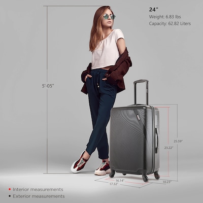 DUKAP Discovery 25.59" Hardside Suitcase, 4-Wheeled Spinner, TSA Checkpoint Friendly, Black (DKDIS00M-BLK)